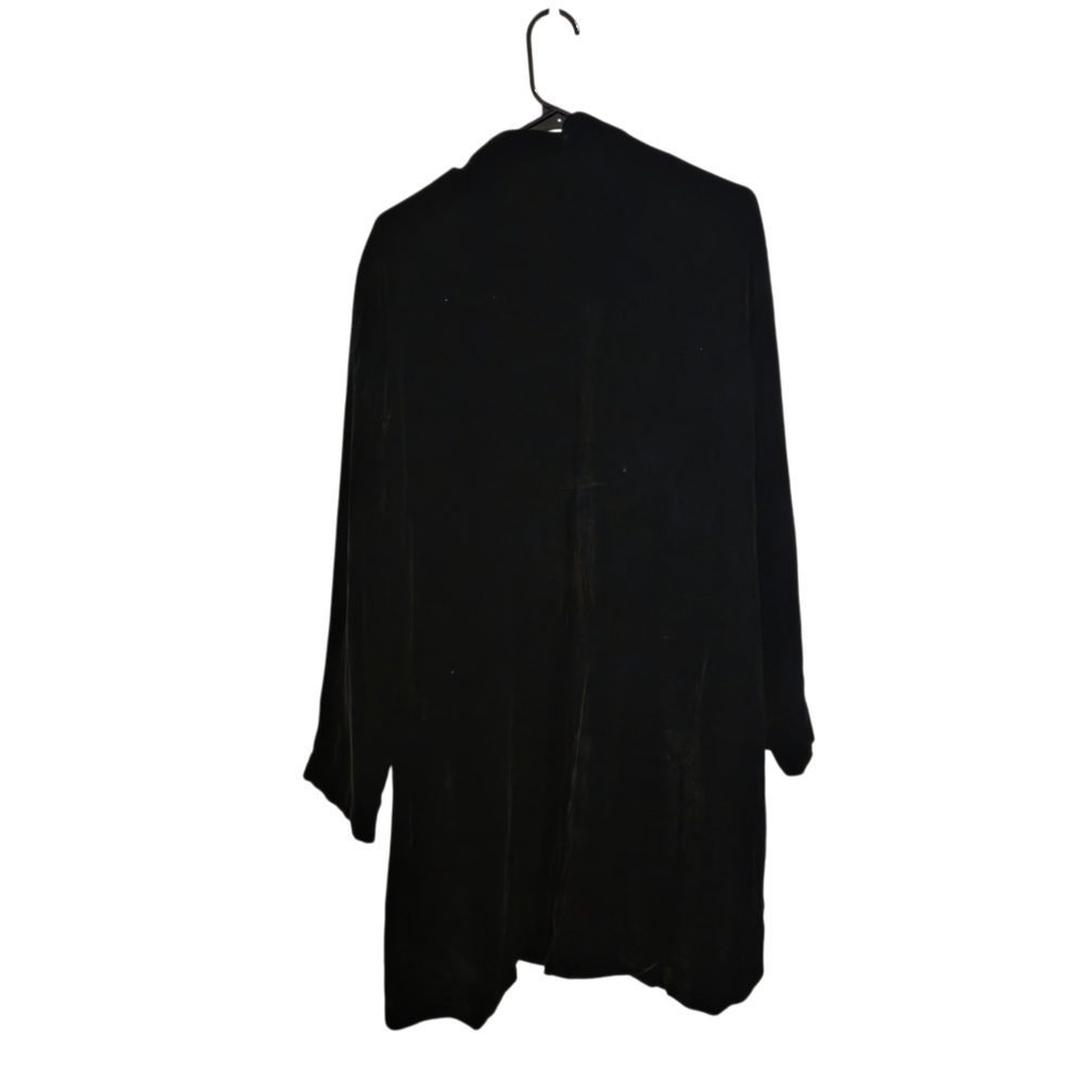 Eileen Fisher Open-Front Black Velvet Jacket Silk Blend Kimono Cardigan - Picture 6 of 11